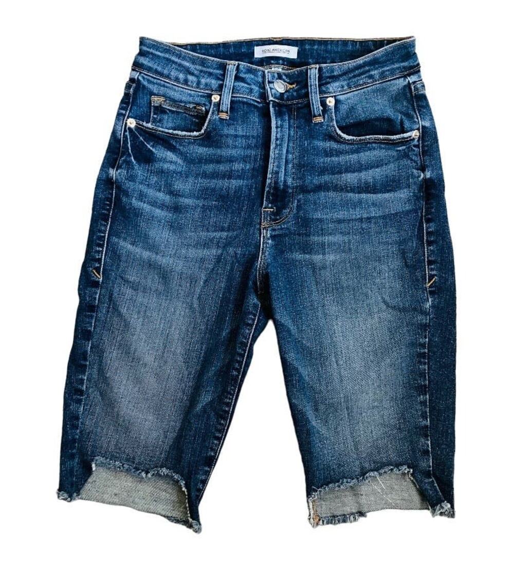 Good American Distressed Denim Shorts Size 0/25